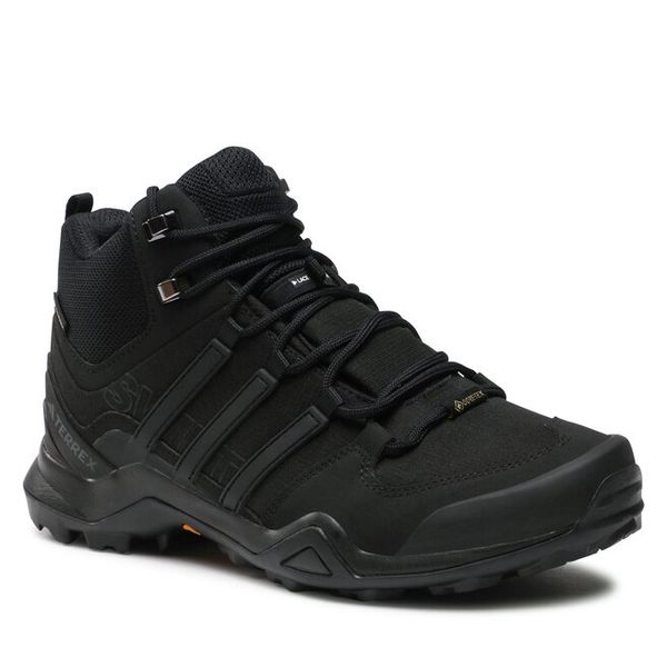 Trekkingi adidas. Czarne buty trekkingowe męskie ADIDAS, bez wzorów, z gore-texu, sportowe, bez obcasa, bez zapięcia. Za 509.99 zł.