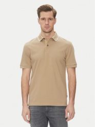 BOSS Polo H-Prout 59 50527650 Beżowy Regular Fit. Brązowe koszulki polo męskie Boss, m, bez wzorów, z bawełny, bez kołnierzyka, bez ramiączek. Za 319.99 zł.