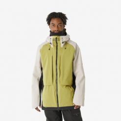 Kurtka snowboardowa męska Quechua SNB 900. Brązowe kurtki narciarskie i snowboardowe męskie DREAMSCAPE, na zimę, l, bez wzorów, z materiału, bez kaptura, narciarskie. Za 879.99 zł.