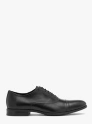 Czarne wizytowe półbuty męskie. Czarne eleganckie półbuty męskie Ryłko, ze skóry, klasyczne, bez obcasa, bez zapięcia. Za 479.99 zł.
