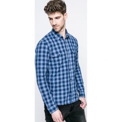 Tom Tailor Denim - Koszula. Szare koszule męskie Tom Tailor Denim, w kratkę, z bawełny, z klasycznym kołnierzykiem, z długim rękawem. W wyprzedaży za 89.90 zł.