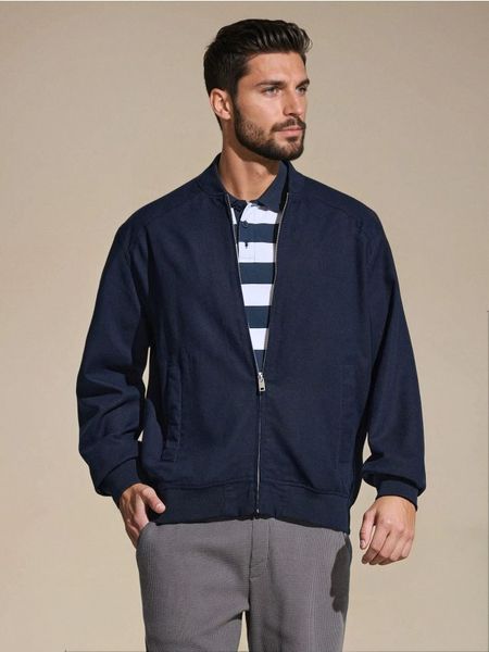 Kurtka - granatowy. Niebieskie kurtki męskie Sinsay, l, bez wzorów, bez ramiączek, bez kaptura. Za 139.99 zł.