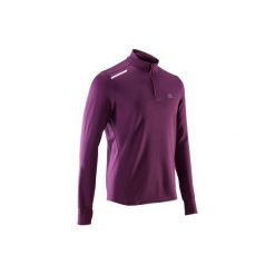 Bluza do biegania RUN WARM męska. Fioletowe bluzy nierozpinane męskie KALENJI, z materiału, z długim rękawem. Za 34.99 zł.