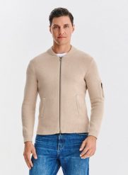 PAKO LORENTE - Rozpinany kardigan w kolorze beżowym. Brązowe kardigany męskie Pako Lorente, m, bez wzorów, z bawełny, bez ramiączek. Za 399.99 zł.