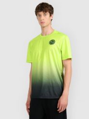 4F Koszulka szybkoschnąca z nadrukiem męska 4F x Robert Lewandowski - zielona M. Zielone t-shirty męskie 4f, m, bez wzorów, z materiału, bez kołnierzyka, bez ramiączek. Za 129.99 zł.