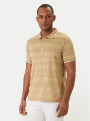 KARL LAGERFELD Polo 745006 562201 Beżowy Regular Fit. Brązowe koszulki polo męskie KARL LAGERFELD, m, bez wzorów, z bawełny, bez kołnierzyka, bez ramiączek. Za 589.99 zł.