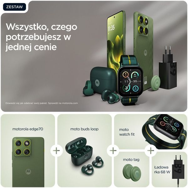 Smartfon Motorola Edge 70 5G 12/512GB Zielony (PBA50029PL). Zielone smartfony Motorola. Za 3,198.99 zł.