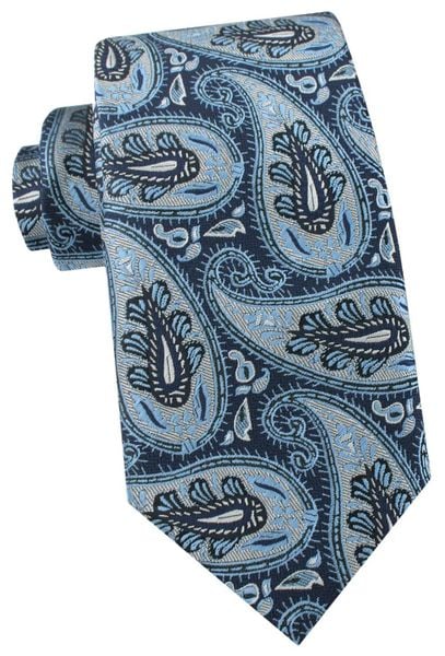 Krawat Męski - Angelo di Monti - Duże Paisley, Niebieski. Niebieskie krawaty i muchy męskie Angelo di Monti, bez wzorów, z tkaniny, eleganckie. Za 45.00 zł.