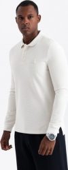 Ombre Strukturalny longsleeve męski polo z naszywką biały V2 OM-POLS-0131 S. Białe koszulki polo męskie Ombre, m, z aplikacjami, bez kołnierzyka, bez ramiączek. Za 139.99 zł.
