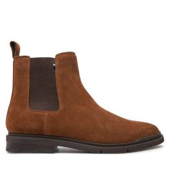 Sztyblety Tommy Hilfiger. Brązowe sztyblety męskie Tommy Hilfiger, bez obcasa, bez zapięcia. Za 669.99 zł.