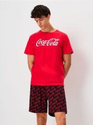 Bawełniana piżama dwuczęściowa Coca-Cola - wielobarwny. Piżamy męskie Sinsay, l, bez wzorów, z bawełny, bez kołnierzyka, bez ramiączek. Za 49.99 zł.