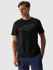 4F T-shirt regular z nadrukiem męski - czarny S. Czarne t-shirty męskie 4f, m, bez wzorów, z bawełny, bez kołnierzyka, bez ramiączek. Za 59.99 zł.
