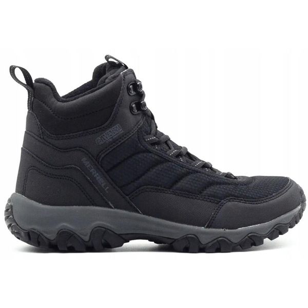 Buty trekkingowe dla mężczyzn Merrell Ice Cap. Czarne buty trekkingowe męskie Merrell, bez wzorów, bez zapięcia, trekkingowe. W wyprzedaży za 469.99 zł.