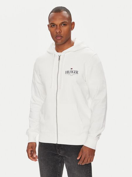 Tommy Hilfiger Bluza Stacked MW0MW39375 Biały Regular Fit. Białe bluzy rozpinane męskie Tommy Hilfiger, m, bez wzorów, z bawełny, bez ramiączek, bez kaptura. Za 339.99 zł.