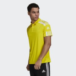 Koszulka polo do piłki nożnej męska Adidas Squadra 21 Polo z krótkim rękawem. Białe koszulki polo męskie ADIDAS, l, bez wzorów, sportowe, bez kołnierzyka, bez ramiączek. Za 69.00 zł.