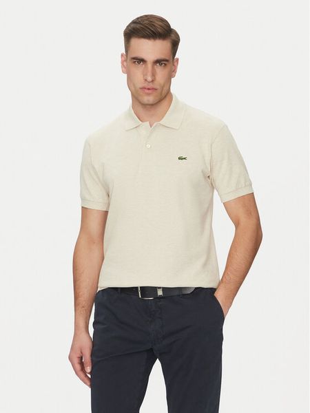 Lacoste Polo L1264 Beżowy Classic Fit. Brązowe koszulki polo męskie Lacoste, l, bez wzorów, z bawełny, bez kołnierzyka, bez ramiączek. Za 249.99 zł.