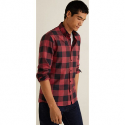 Mango Man - Koszula Claude. Brązowe koszule męskie Mango Man, w kratkę, z bawełny, button down, z długim rękawem. Za 139.90 zł.