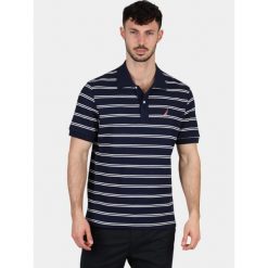 Koszulka polo męska Nautica Klaus. Niebieskie koszulki polo męskie Nautica, m, bez wzorów, klasyczne, bez kołnierzyka, bez ramiączek. Za 389.00 zł.