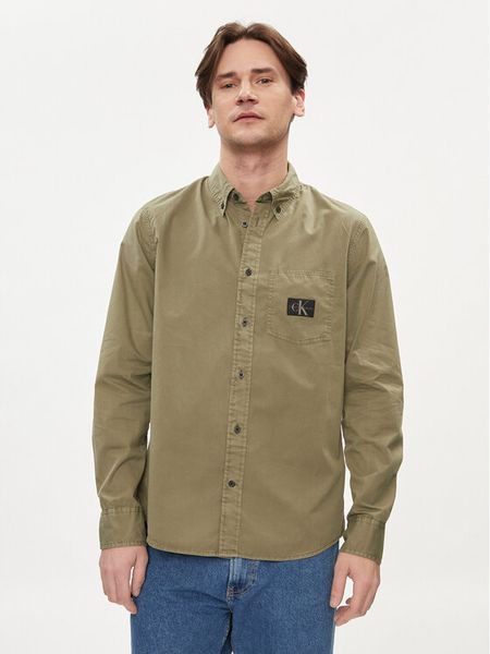 Calvin Klein Jeans Koszula J30J325772 Zielony Regular Fit. Zielone koszule męskie Calvin Klein Jeans, m, bez wzorów, z bawełny, bez kołnierzyka, bez ramiączek. Za 239.99 zł.