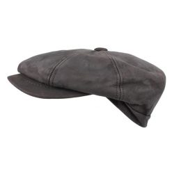 Czapka z guzikami ze skóry Nappa Horka. Brązowe czapki męskie HORKA, bez wzorów, z nubiku, sportowe. Za 378.00 zł.