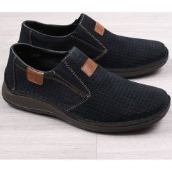 Granatowe półbuty męskie skórzane Rieker 05265-14. Eleganckie półbuty męskie Rieker. Za 174.99 zł.