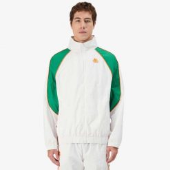 Kurtka z dresu Kappa 222 Banda Nucio. Białe kurtki męskie Kappa, bez wzorów, z dresówki, sportowe, bez ramiączek, bez kaptura. Za 461.50 zł.