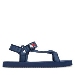 Sandały Tommy Jeans. Niebieskie sandały męskie Tommy Jeans, z jeansu, bez zapięcia. Za 149.99 zł.