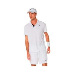 Polo Asics Court. Białe koszulki polo męskie Asics, bez wzorów, sportowe, bez kołnierzyka, bez ramiączek. Za 231.50 zł.