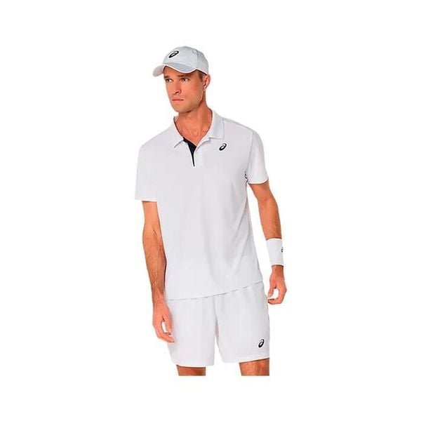 Polo Asics Court. Białe koszulki polo męskie Asics, bez wzorów, sportowe, bez kołnierzyka, bez ramiączek. Za 266.50 zł.