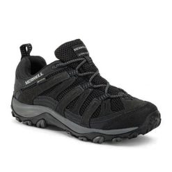 Buty turystyczne męskie Merrell Alverstone 2 GTX. Czarne buty trekkingowe męskie Merrell, bez wzorów, sportowe, bez obcasa, bez zapięcia. Za 469.99 zł.