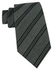 Klasyczny Krawat Klubowy - Alties - Grafit w Prążek. Szare krawaty i muchy męskie Alties, bez wzorów, z tkaniny, eleganckie. Za 49.00 zł.