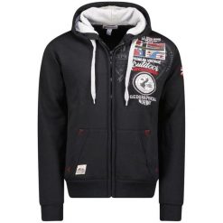 Bluza turystyczna męska Geographical Norway Gotham. Czarne bluzy nierozpinane męskie Geographical Norway, m, bez wzorów, z bawełny, bez ramiączek, z kapturem. Za 183.70 zł.