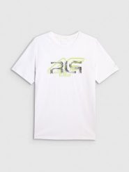 4F T-shirt regular z nadrukiem męski 4F x Robert Lewandowski - biały XL. Białe t-shirty sportowe męskie 4f, l, bez wzorów, z bawełny, sportowe, bez ramiączek. Za 99.99 zł.