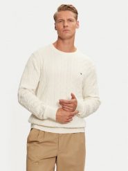 Tommy Hilfiger Sweter MW0MW33132 Biały Regular Fit. Białe swetry męskie Tommy Hilfiger, bez wzorów, z bawełny, bez kołnierzyka, bez ramiączek. Za 339.99 zł.