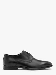 Czarne półbuty ze skóry licowej klasyczne sznurowane. Czarne eleganckie półbuty męskie Ryłko, z jeansu, eleganckie, bez obcasa, bez zapięcia. Za 429.99 zł.