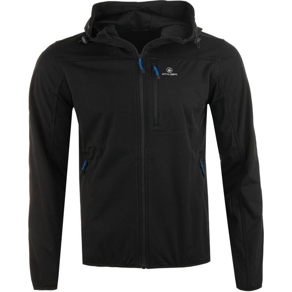 Męska kurtka softshell Athl. DPT Agar Black - Odporna na wiatr i oddychająca. Czarne kurtki softshell męskie ZUMBA WEAR, m, bez wzorów, z softshellu, bez kaptura, trekkingowe. Za 87.99 zł.