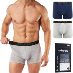Bokserki męskie Beon MB-G10 Navy Blue 1x, Granite Grey 1x M. Niebieskie bokserki męskie Beon, m, bez wzorów. Za 56.90 zł.