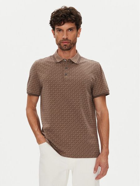 Michael Kors Polo CS550V85KS Brązowy Regular Fit. Brązowe koszulki polo męskie Michael Kors, m, bez wzorów, z bawełny, bez kołnierzyka, bez ramiączek. Za 289.99 zł.