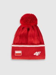 4F Czapka zimowa z wełną merino uniseks - czerwona S. Czerwone czapki męskie 4f, na zimę, bez wzorów, z wełny, klasyczne. Za 99.99 zł.