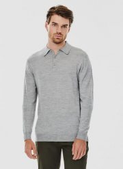 PAKO LORENTE – Męski szary sweter z kołnierzykiem polo. Szare swetry męskie Pako Lorente, bez wzorów, z poliamidu, bez kołnierzyka, bez ramiączek. Za 199.99 zł.