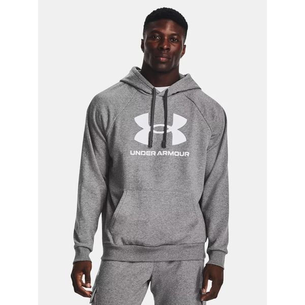 Bluza fitness męska Under Armour Rival Fleece Logo HD. Szare bluzy nierozpinane męskie Under Armour, m, bez wzorów, sportowe, bez ramiączek, z kapturem. Za 169.99 zł.