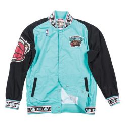Kurtka rozgrzewająca Nba Vancouver Grizzlies. Niebieskie kurtki męskie Mitchell & Ness, bez wzorów, sportowe, bez ramiączek, bez kaptura. Za 597.00 zł.