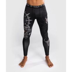 Venum Legginsy Gladiator 5.0 Czarno-srebrne. Czarne legginsy męskie VENUM, xl, bez wzorów, na fitness i siłownię. Za 239.00 zł.