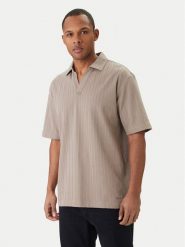 HUGO Polo Dalibo 50556724 Beżowy Relaxed Fit. Brązowe koszulki polo męskie Hugo, m, bez wzorów, z bawełny, bez kołnierzyka, bez ramiączek. Za 519.99 zł.