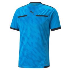 Koszulka do piłki nożnej męska Puma teamLiga Referee. Niebieskie t-shirty sportowe męskie Puma, m, bez wzorów, z poliesteru, sportowe, bez ramiączek. Za 139.70 zł.