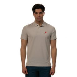 Polo Drop Shot Egan. Brązowe koszulki polo męskie drop shot, bez wzorów, sportowe, bez kołnierzyka, bez ramiączek. Za 219.10 zł.