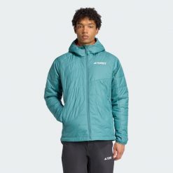 Kurtka Terrex Multi Synthetic Insulated Hooded. Niebieskie kurtki męskie ADIDAS, xl, bez wzorów, z materiału, sportowe, bez ramiączek, bez kaptura. W wyprzedaży za 389.35 zł.