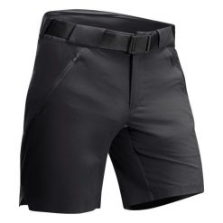 Spodenki turystyczne męskie Quechua MH500. Czarne szorty sportowe męskie QUECHUA, bez wzorów, z elastanu, sportowe. Za 79.99 zł.