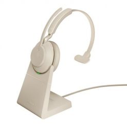 Słuchawki nauszne bezprzewodowe Jabra Evolve2 65 UC Mono Link380a, beige + stand. Brązowe słuchawki bluetooth Jabra. Za 781.99 zł.