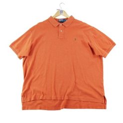 Second life - Krótki rękaw męski polo pomarańczowy - Jak nowy. Brązowe koszulki polo męskie Ralph Lauren, m, bez wzorów, sportowe, bez kołnierzyka, bez ramiączek. Za 126.86 zł.